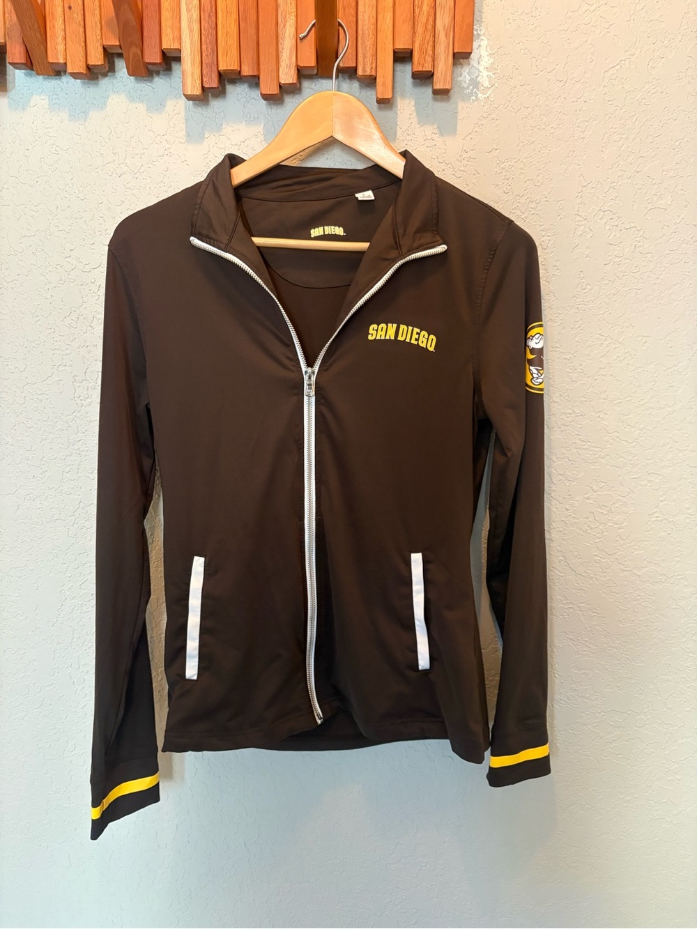 San Diego Padres Brown and Yellow Full Zip Bamboo Jacket REPREVE w/ logo